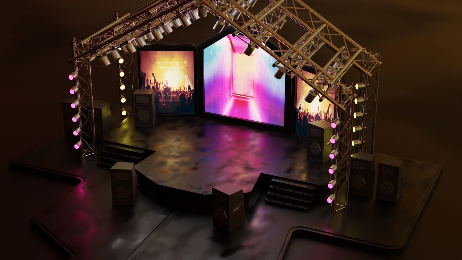 Entertainment Concert Event Stage 3D Model with Light 3D model_14