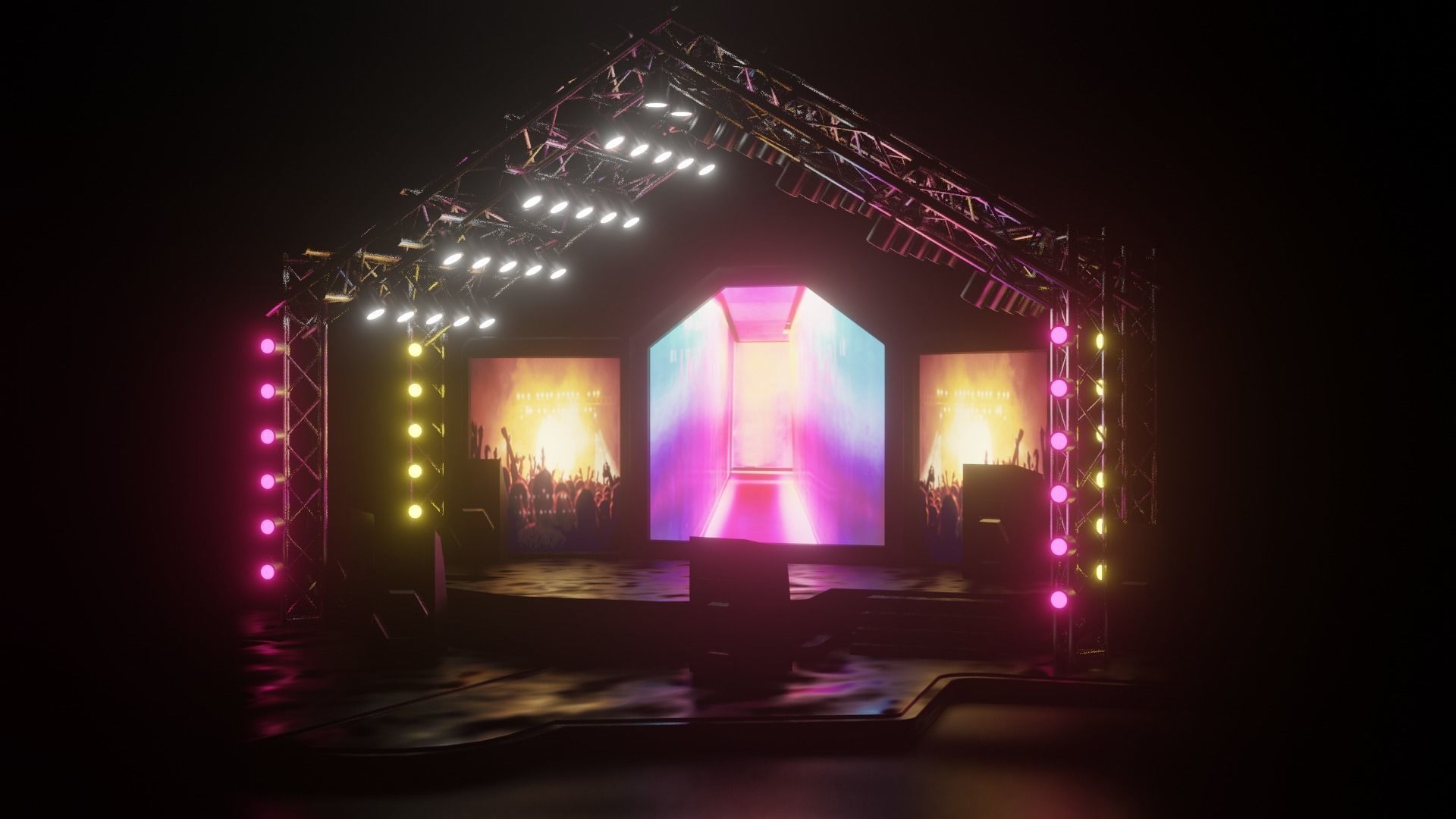 Entertainment Concert Event Stage 3D Model with Light 3D model_1