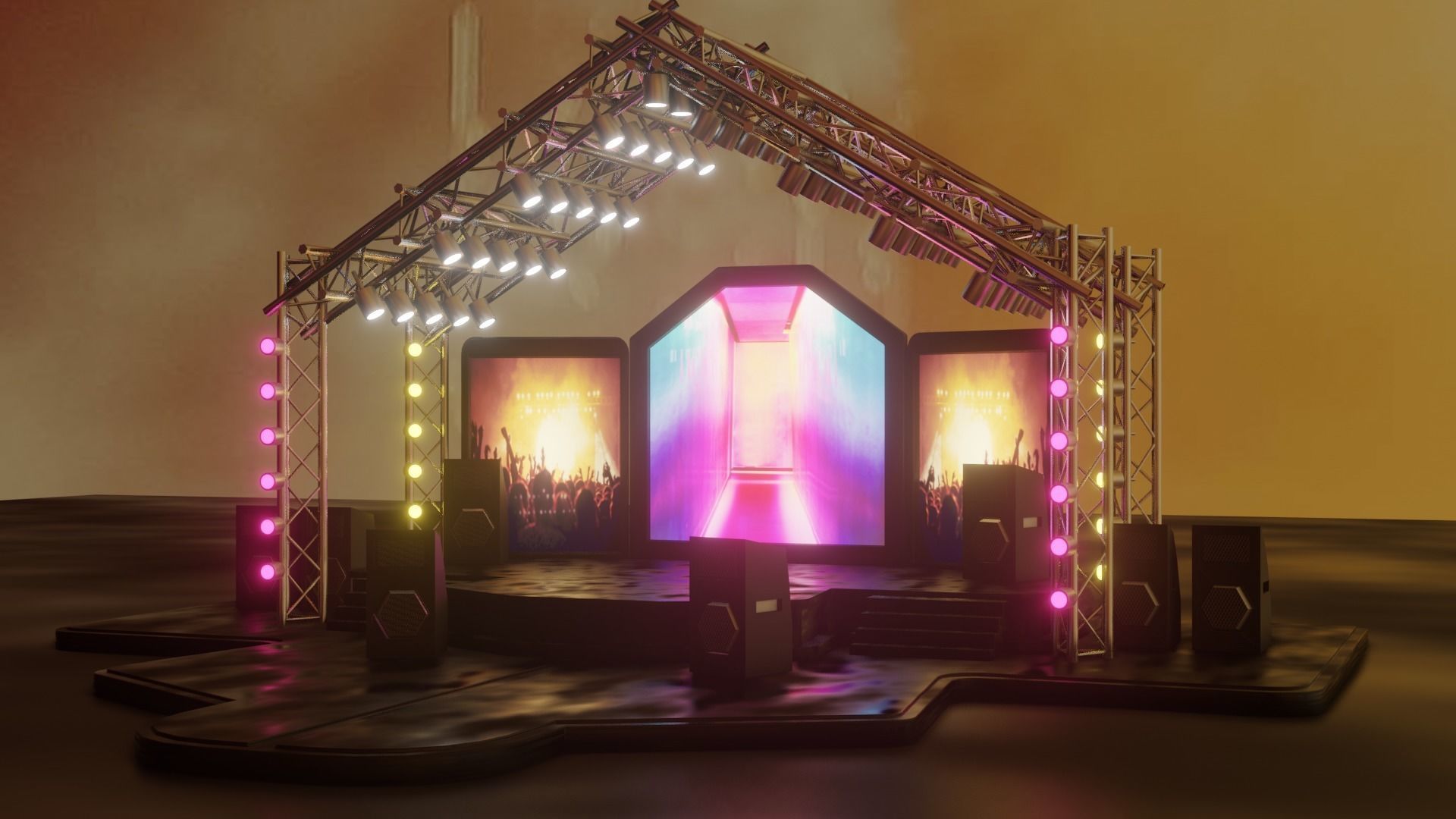 Entertainment Concert Event Stage 3D Model with Light 3D model_7