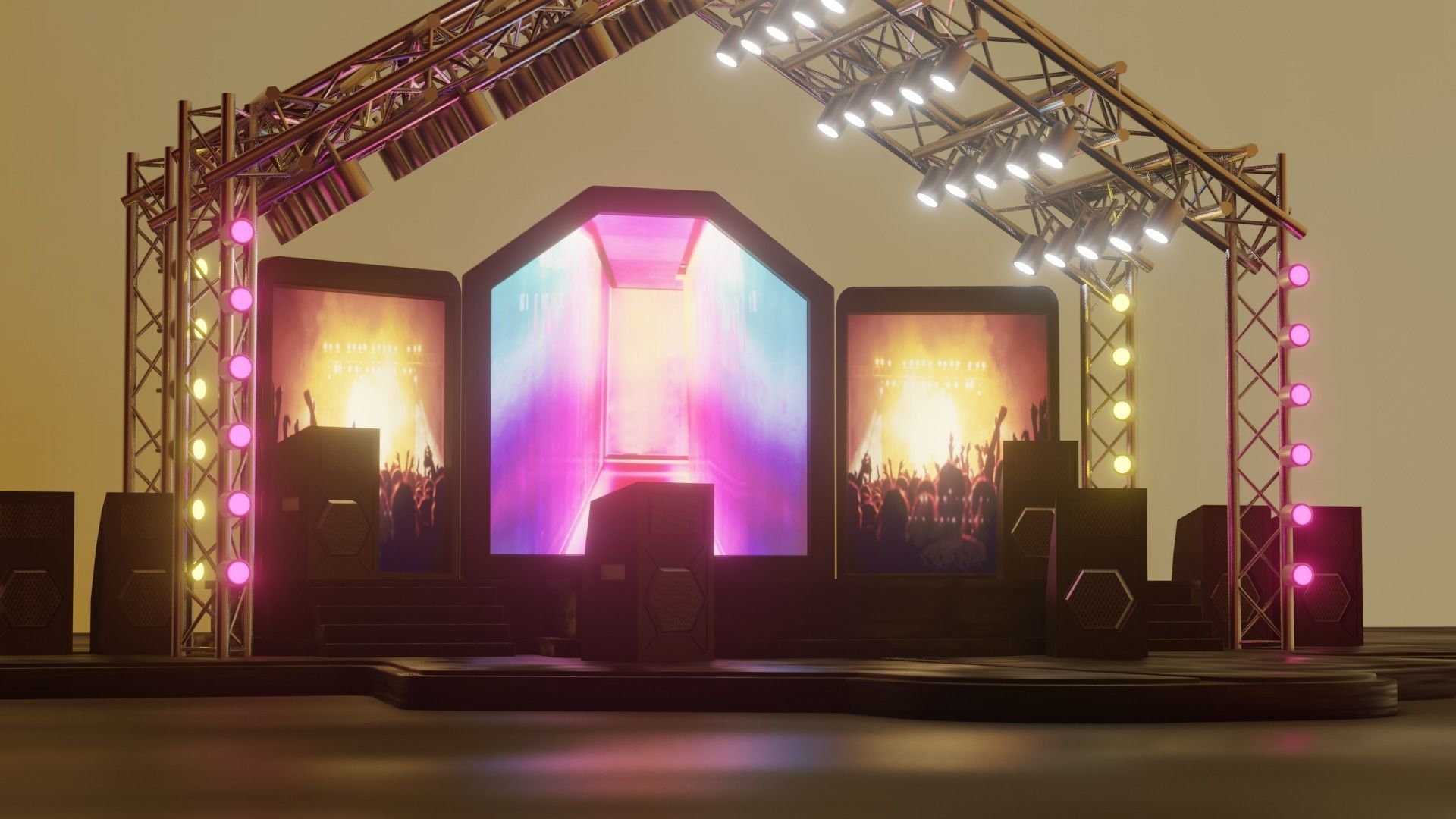 Entertainment Concert Event Stage 3D Model with Light 3D model_9