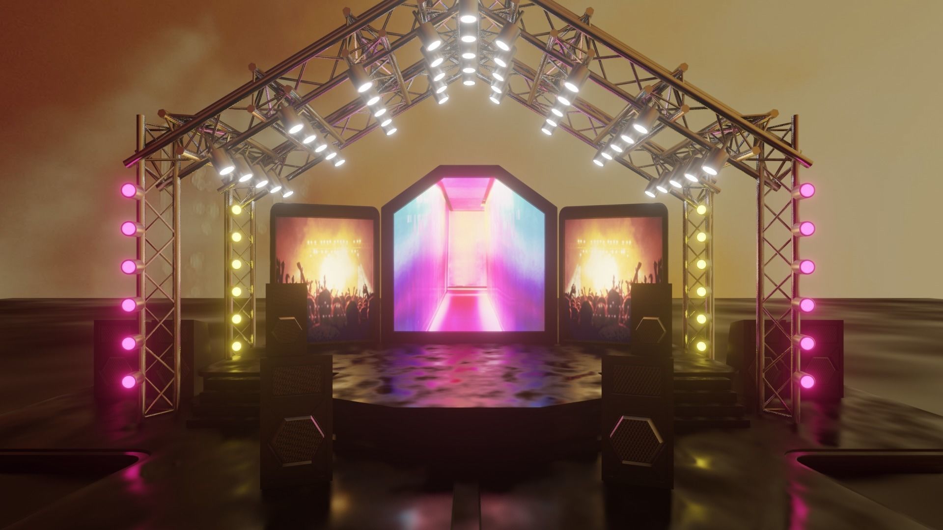 Entertainment Concert Event Stage 3D Model with Light 3D model_10
