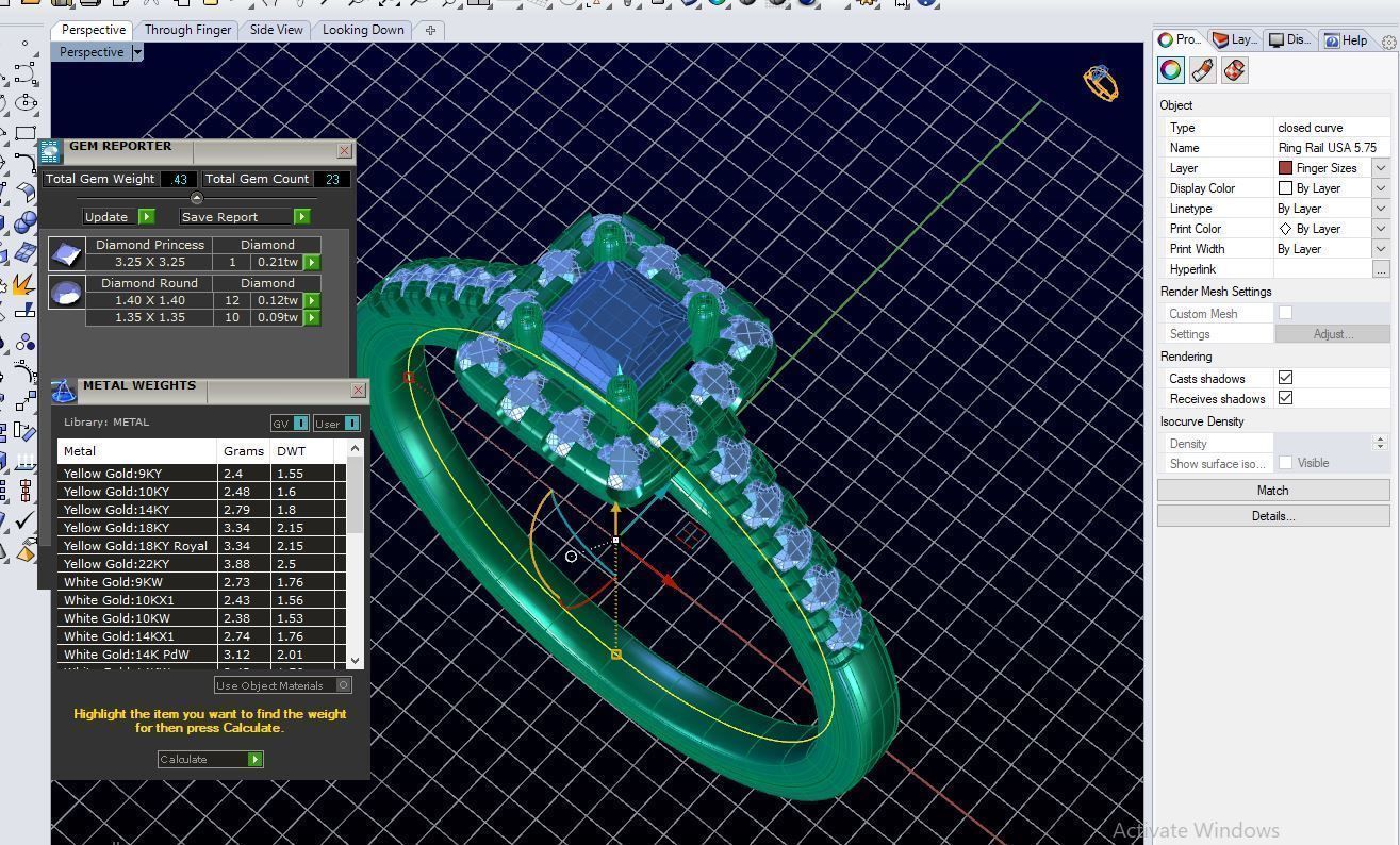 ZDR0142 engagement ring with princess cut diamonds 3D print model_7