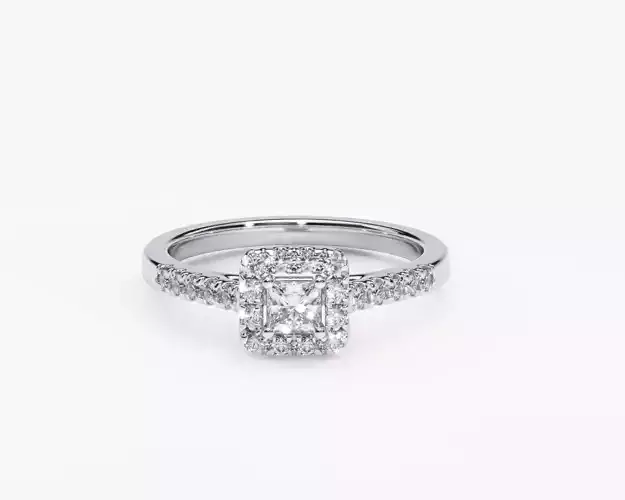 ZDR0142 engagement ring with princess cut diamonds 3D print model