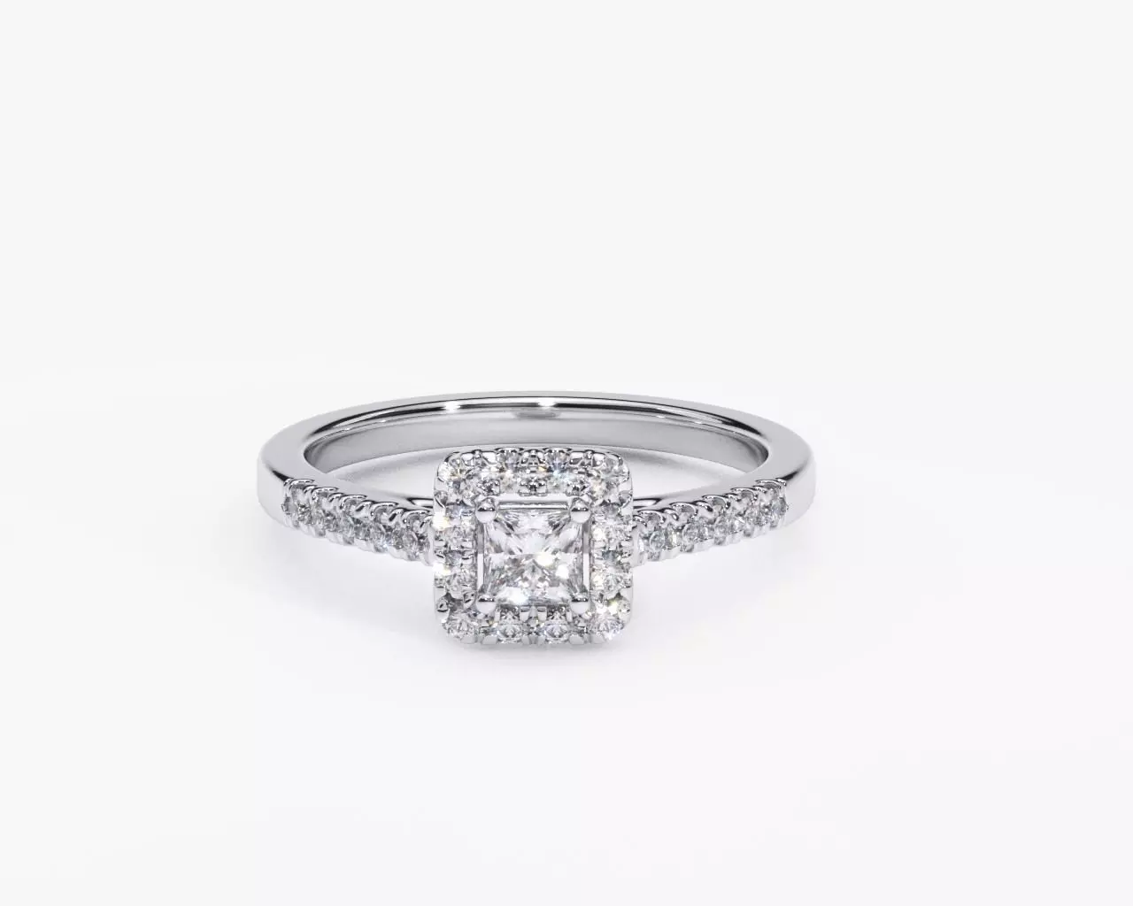 ZDR0142 engagement ring with princess cut diamonds 3D print model_0