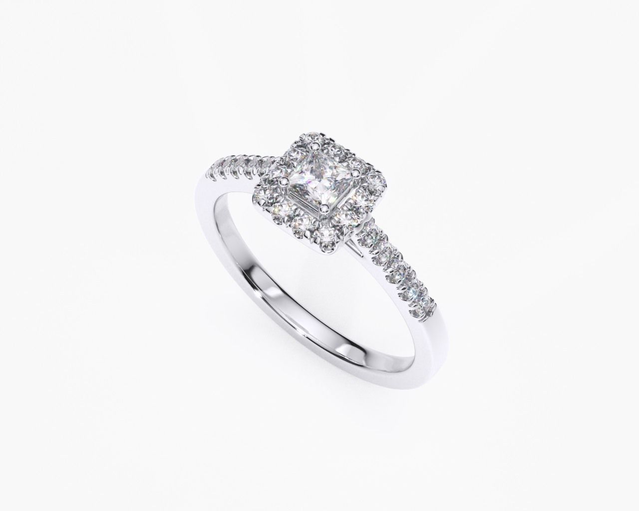 ZDR0142 engagement ring with princess cut diamonds 3D print model_1