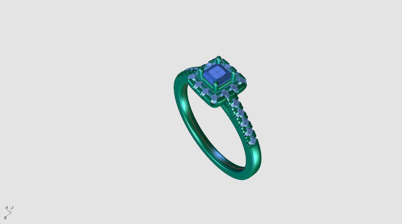 ZDR0142 engagement ring with princess cut diamonds 3D print model_5