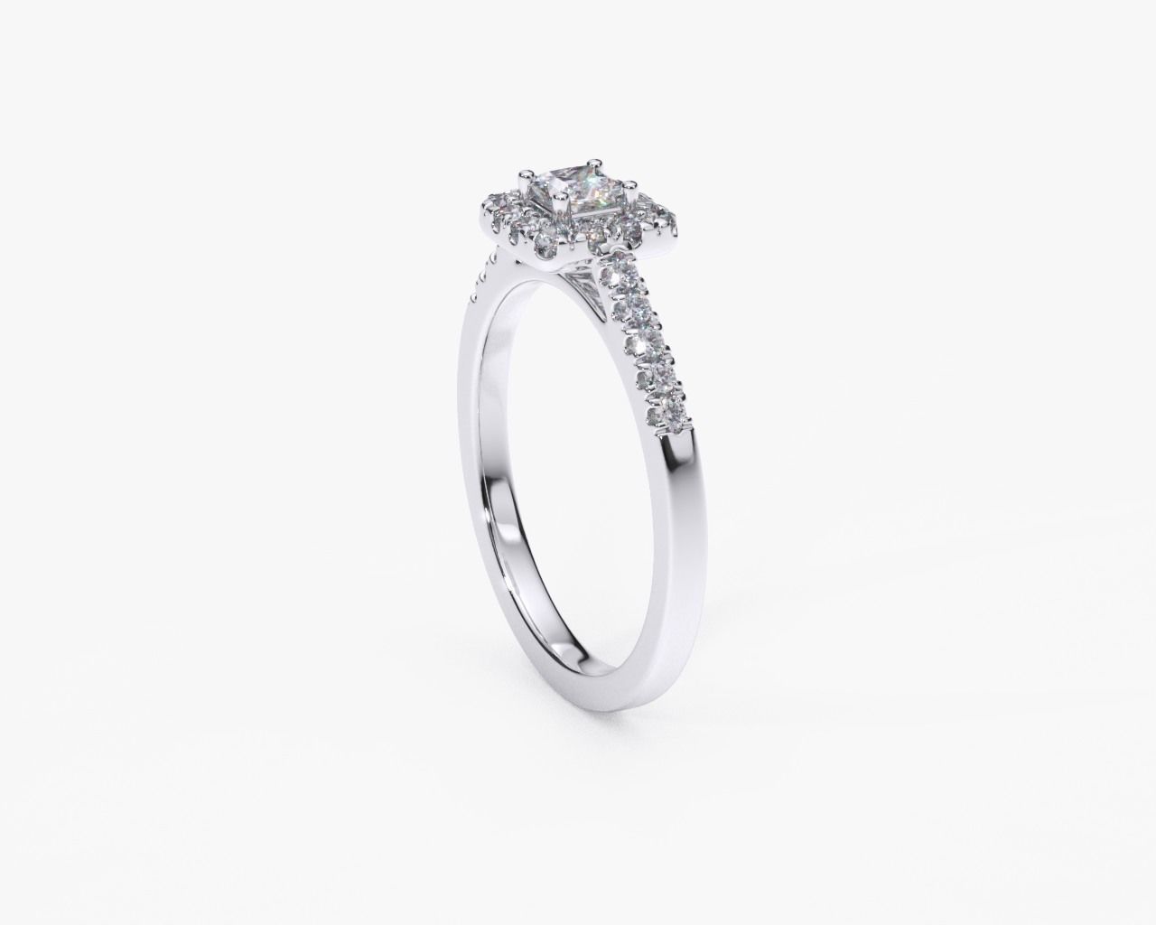 ZDR0142 engagement ring with princess cut diamonds 3D print model_2