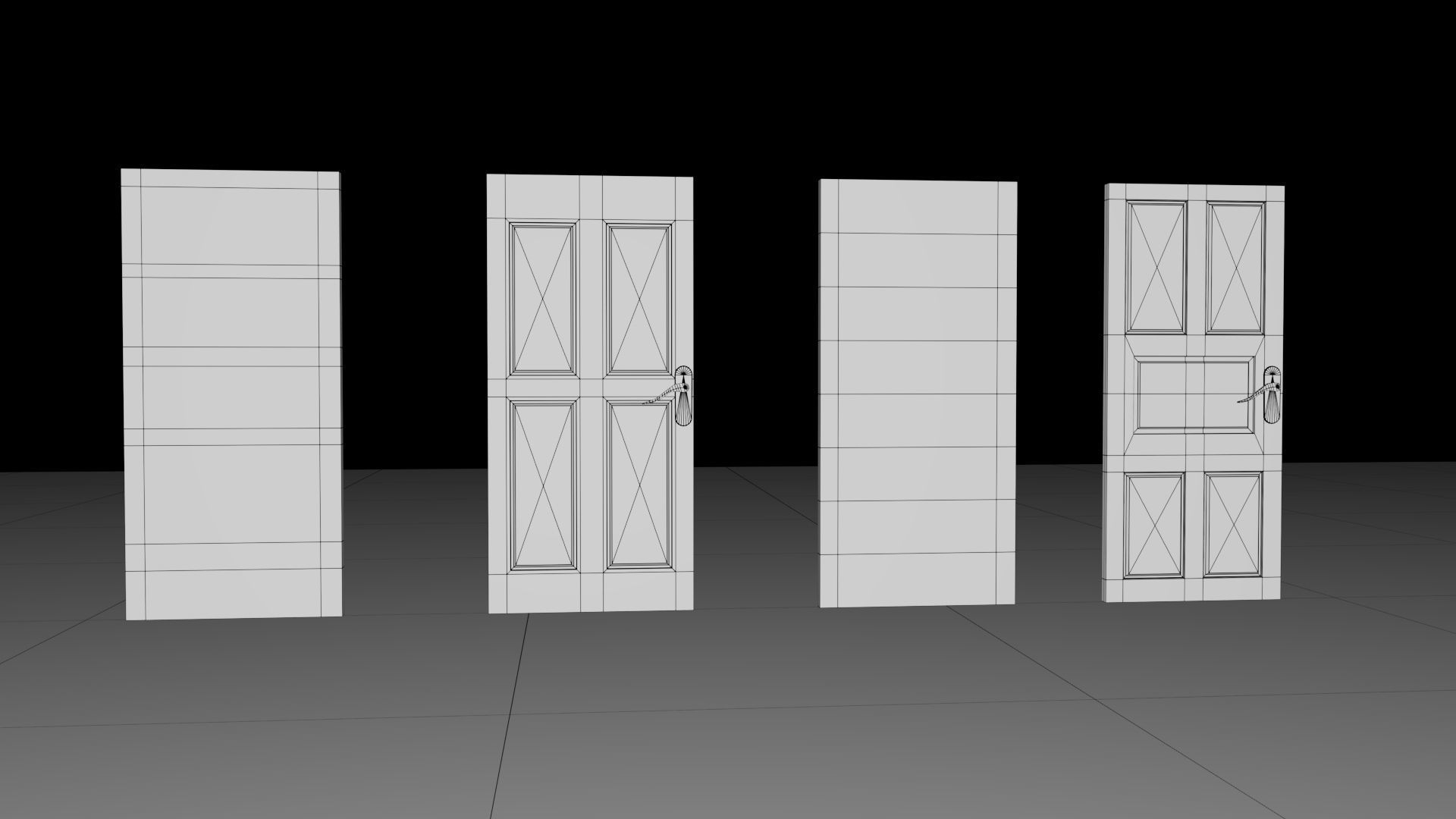 door pack 4 door low poly Low-poly 3D model_14
