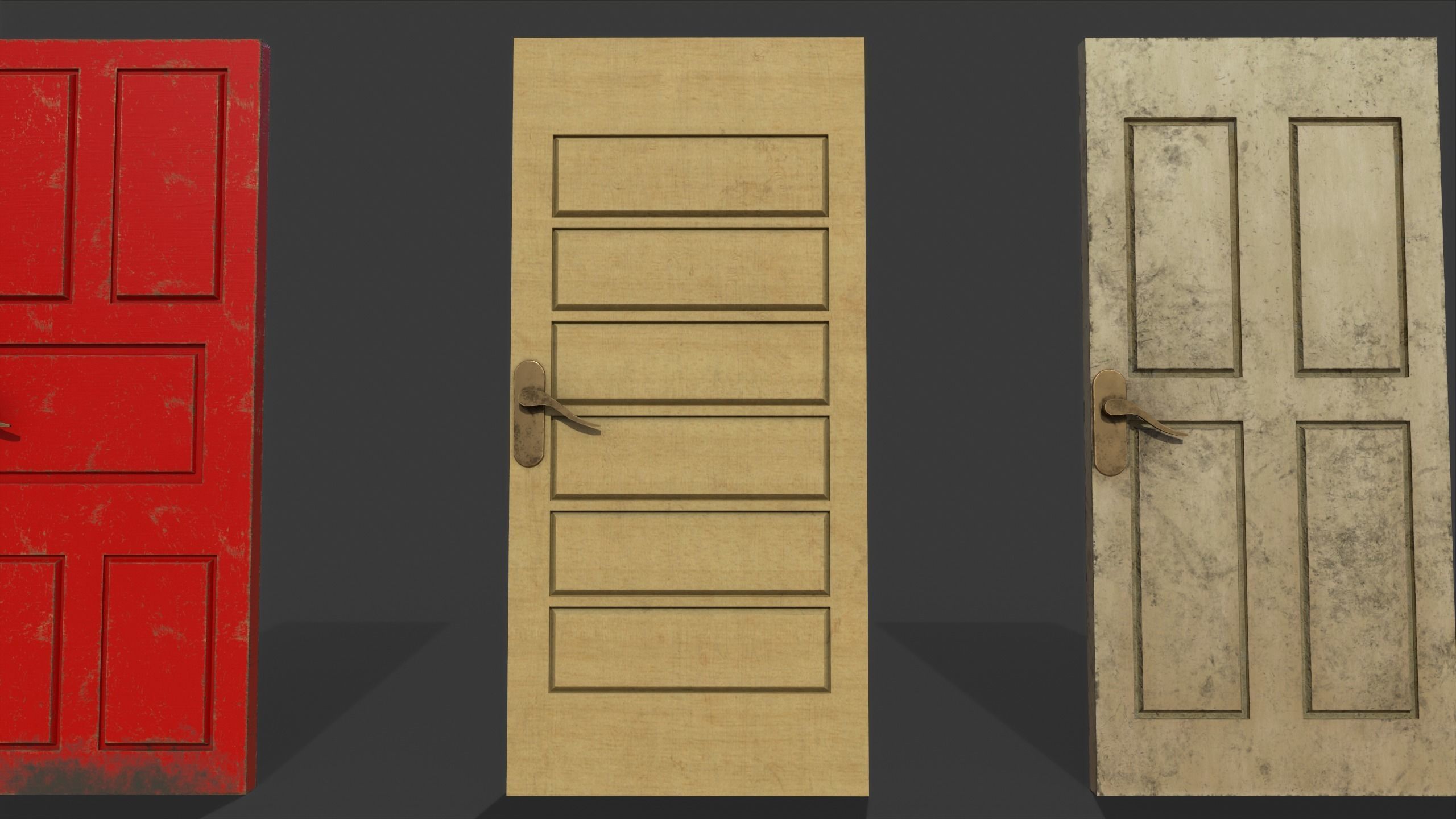 door pack 4 door low poly Low-poly 3D model_9