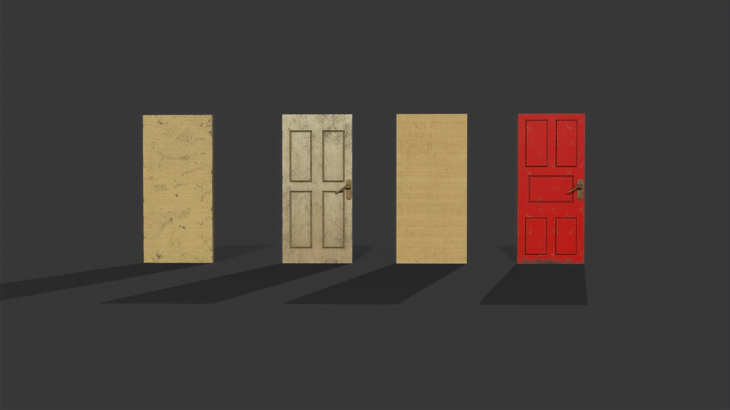 door pack 4 door low poly Low-poly 3D model_11