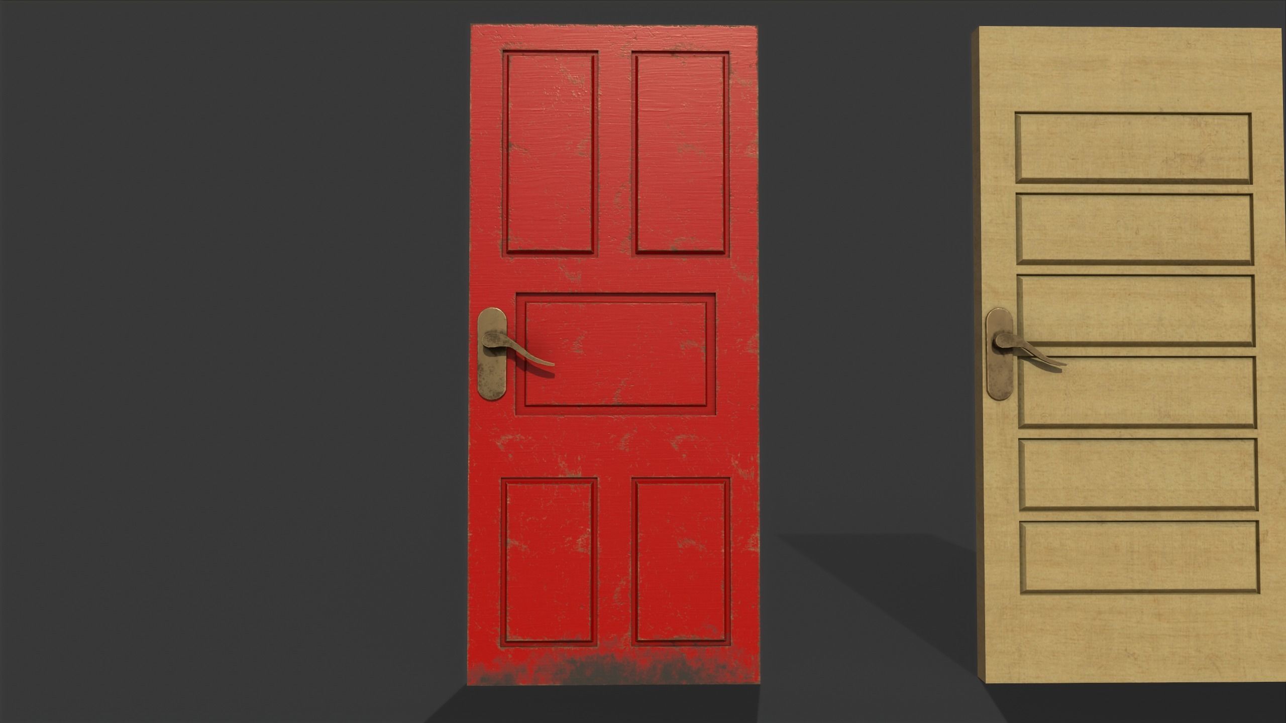 door pack 4 door low poly Low-poly 3D model_8