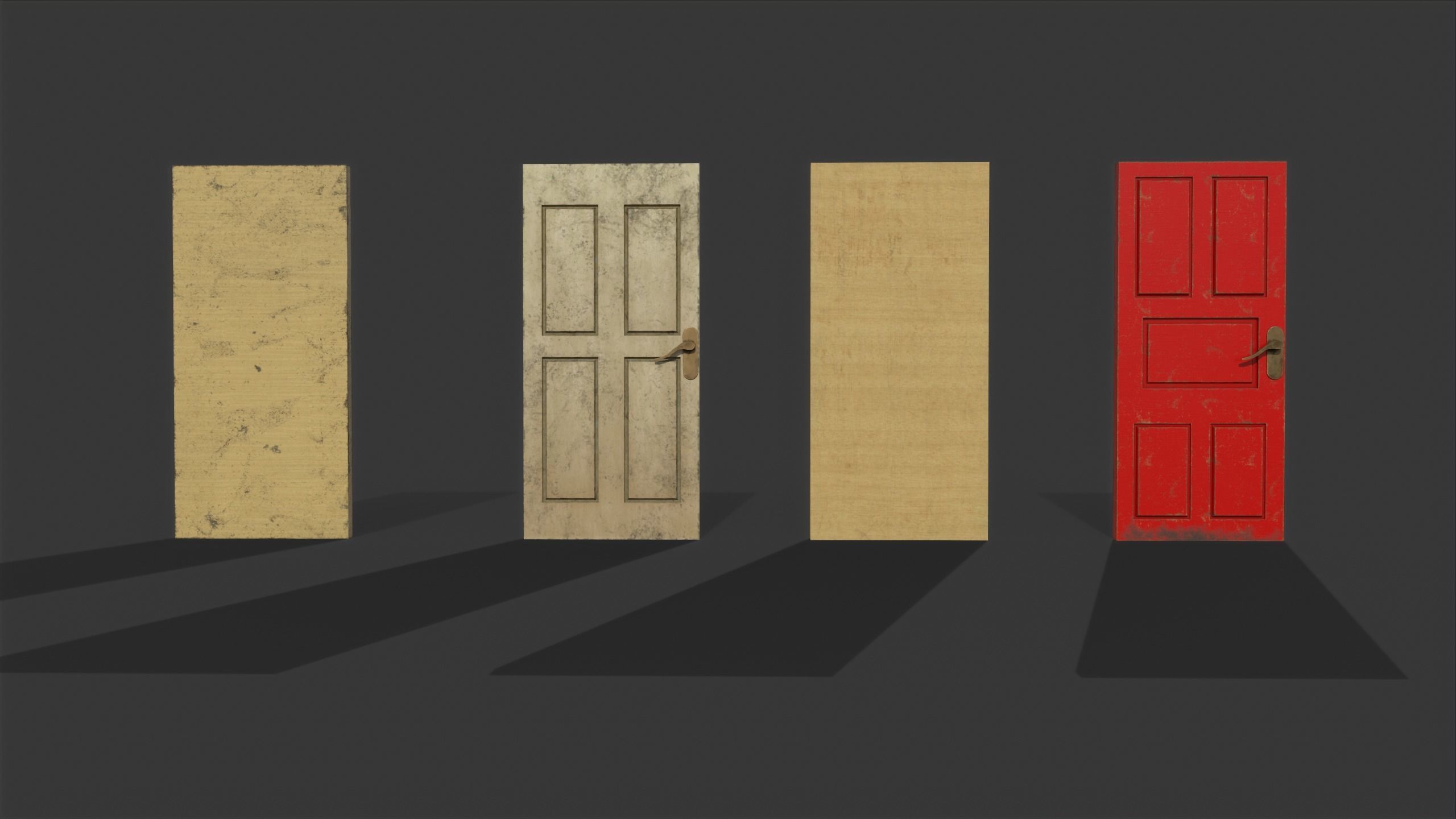 door pack 4 door low poly Low-poly 3D model_12