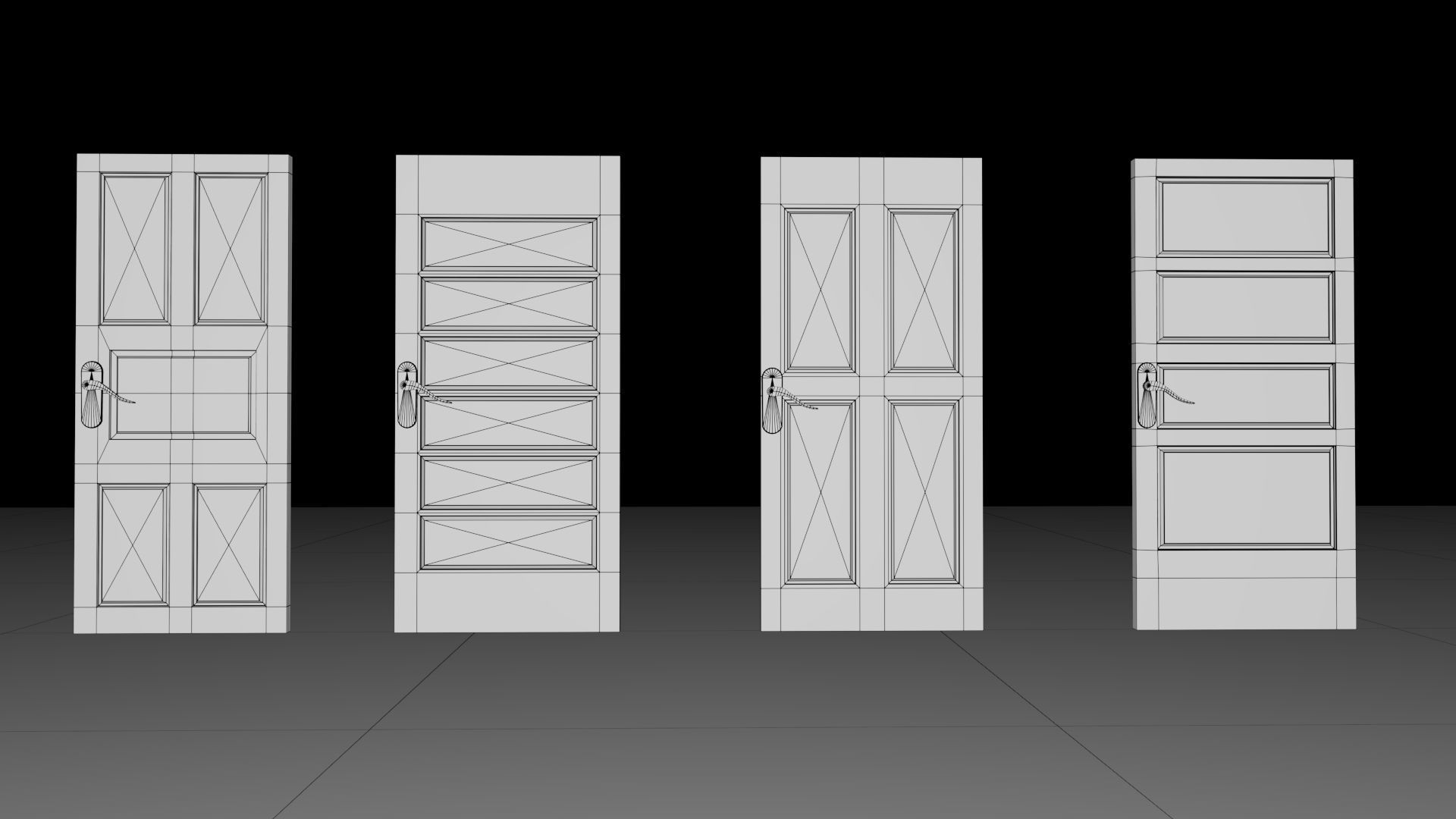 door pack 4 door low poly Low-poly 3D model_13