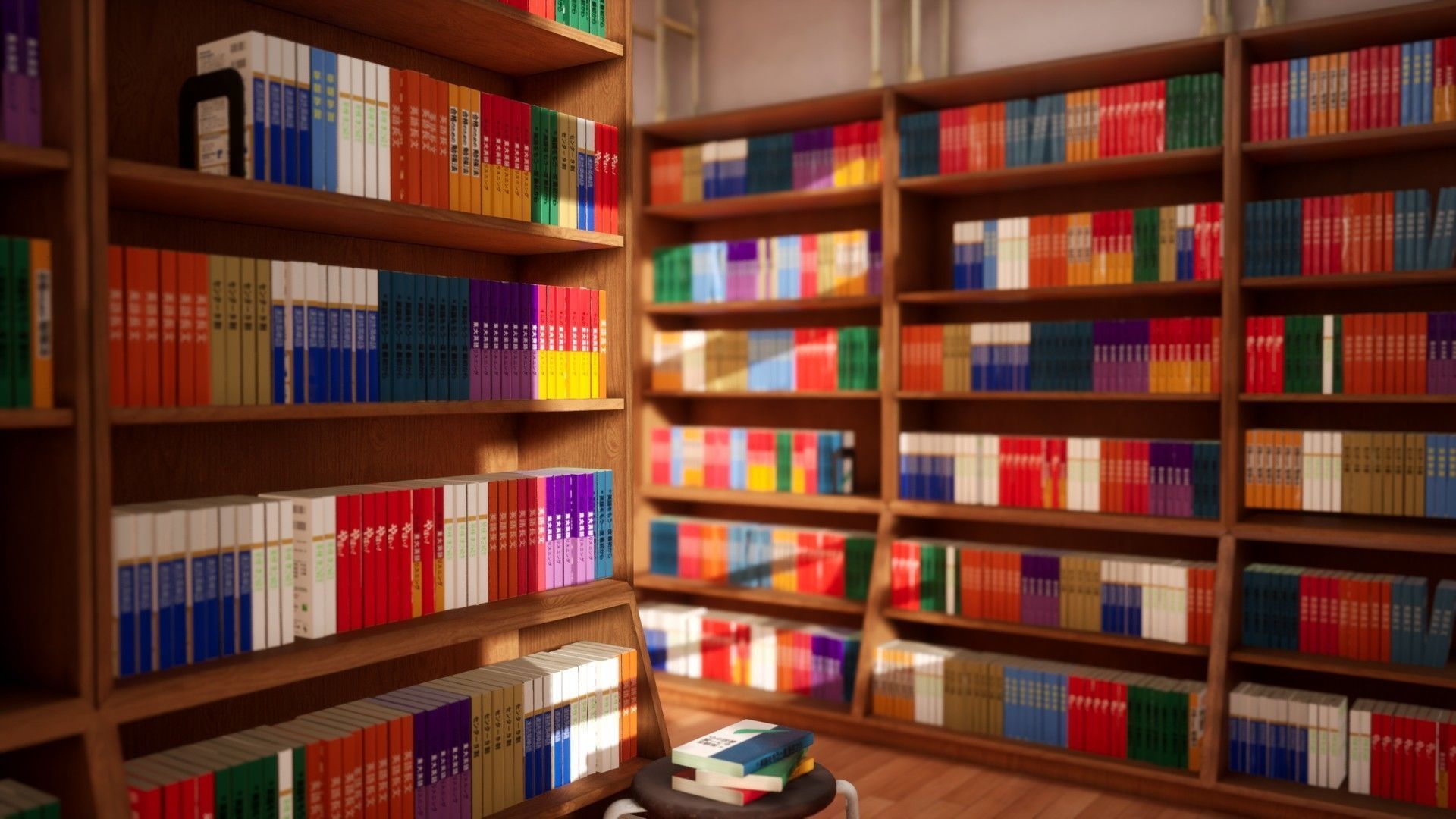 Japanese School Library Low-poly 3D model_10