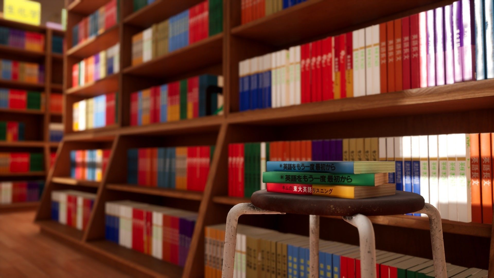 Japanese School Library Low-poly 3D model_11
