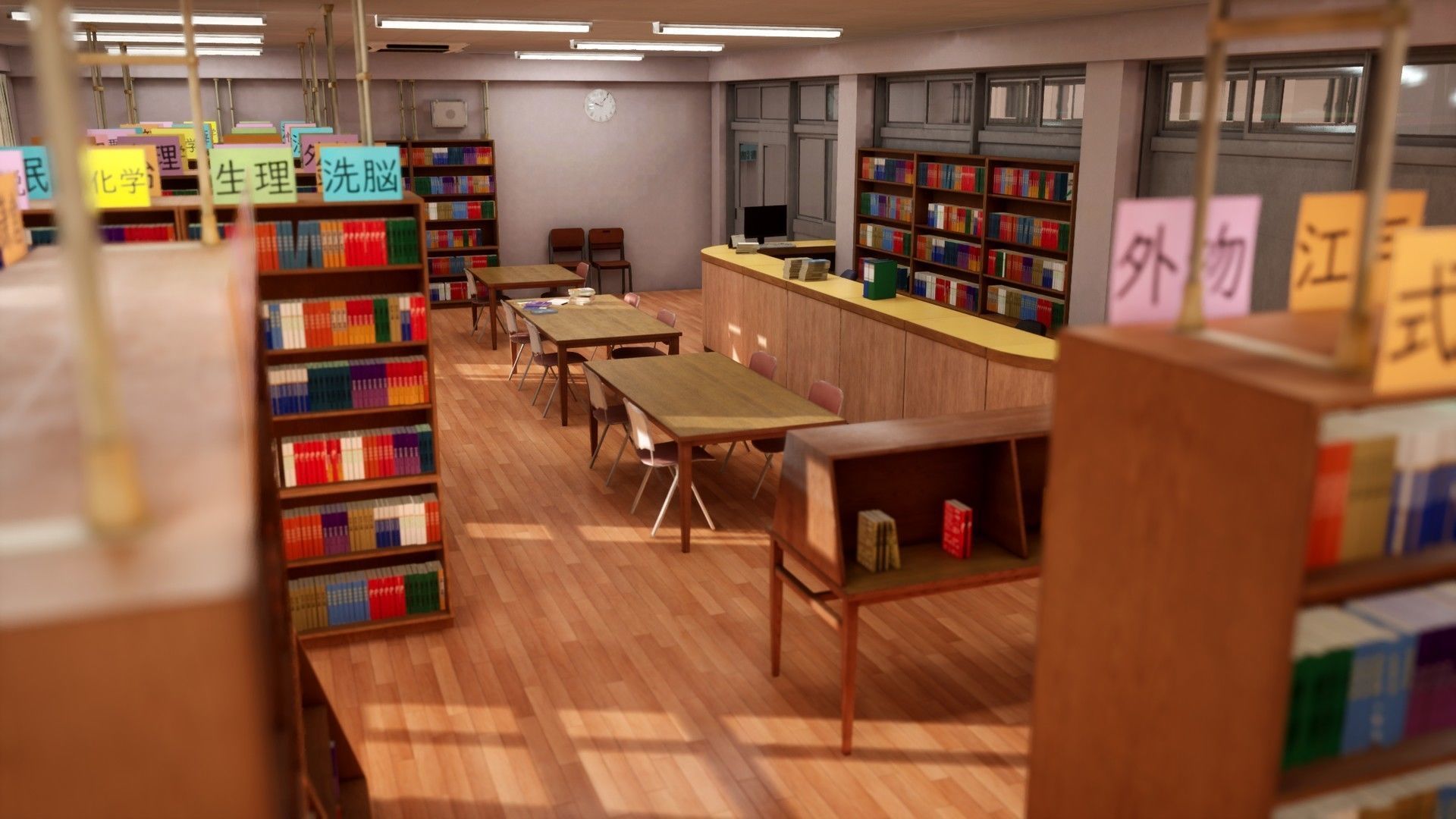 Japanese School Library Low-poly 3D model_12