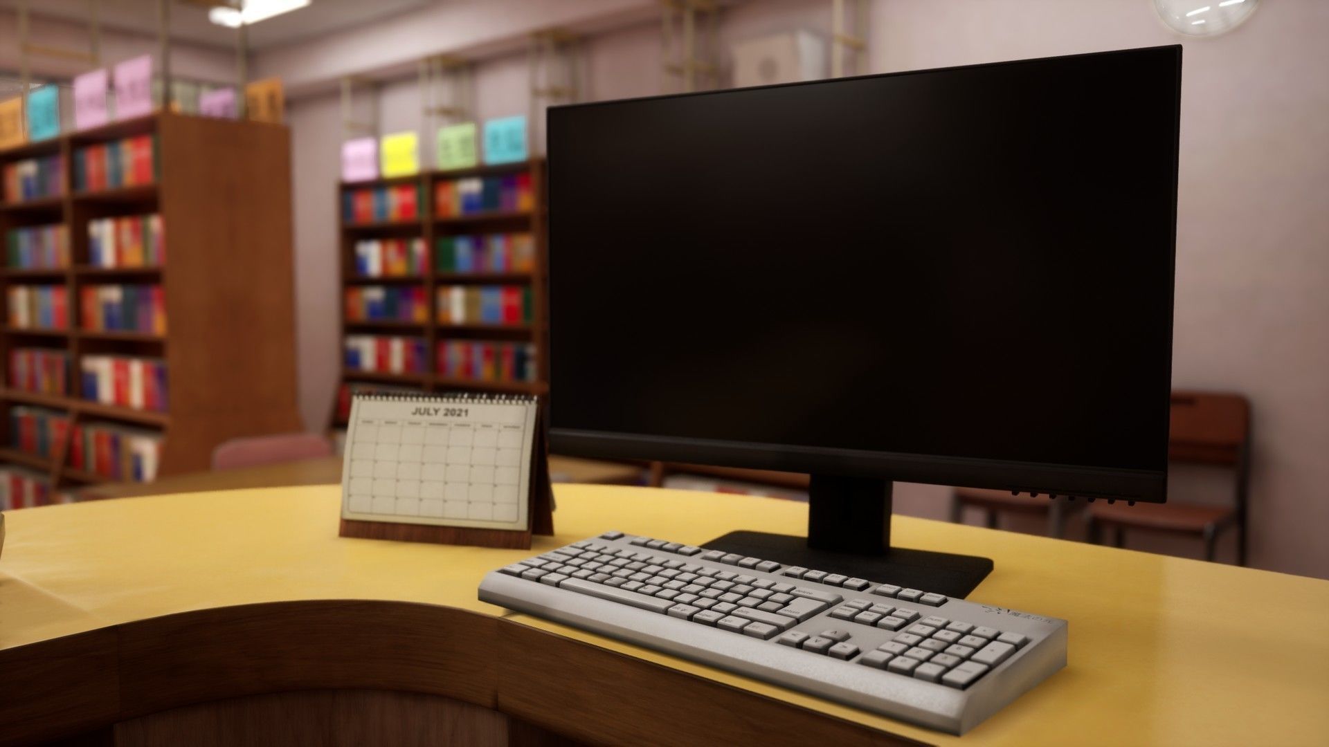 Japanese School Library Low-poly 3D model_7