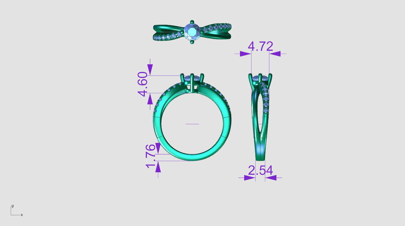 ZDR0144 engagement ring gold with diamonds 3D print model_6
