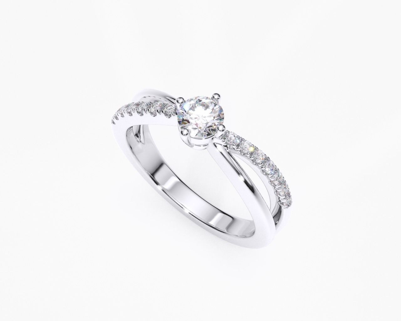 ZDR0144 engagement ring gold with diamonds 3D print model_1