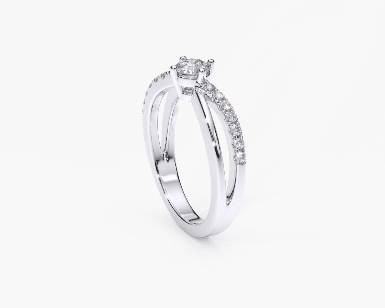 ZDR0144 engagement ring gold with diamonds 3D print model_2