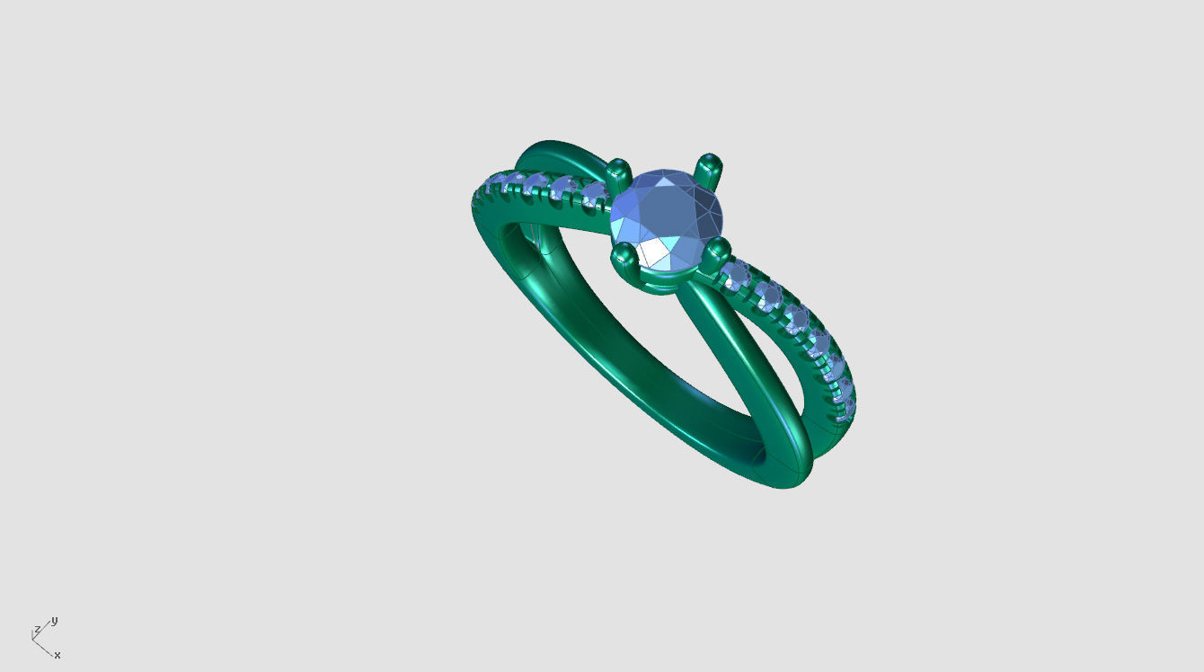 ZDR0144 engagement ring gold with diamonds 3D print model_5