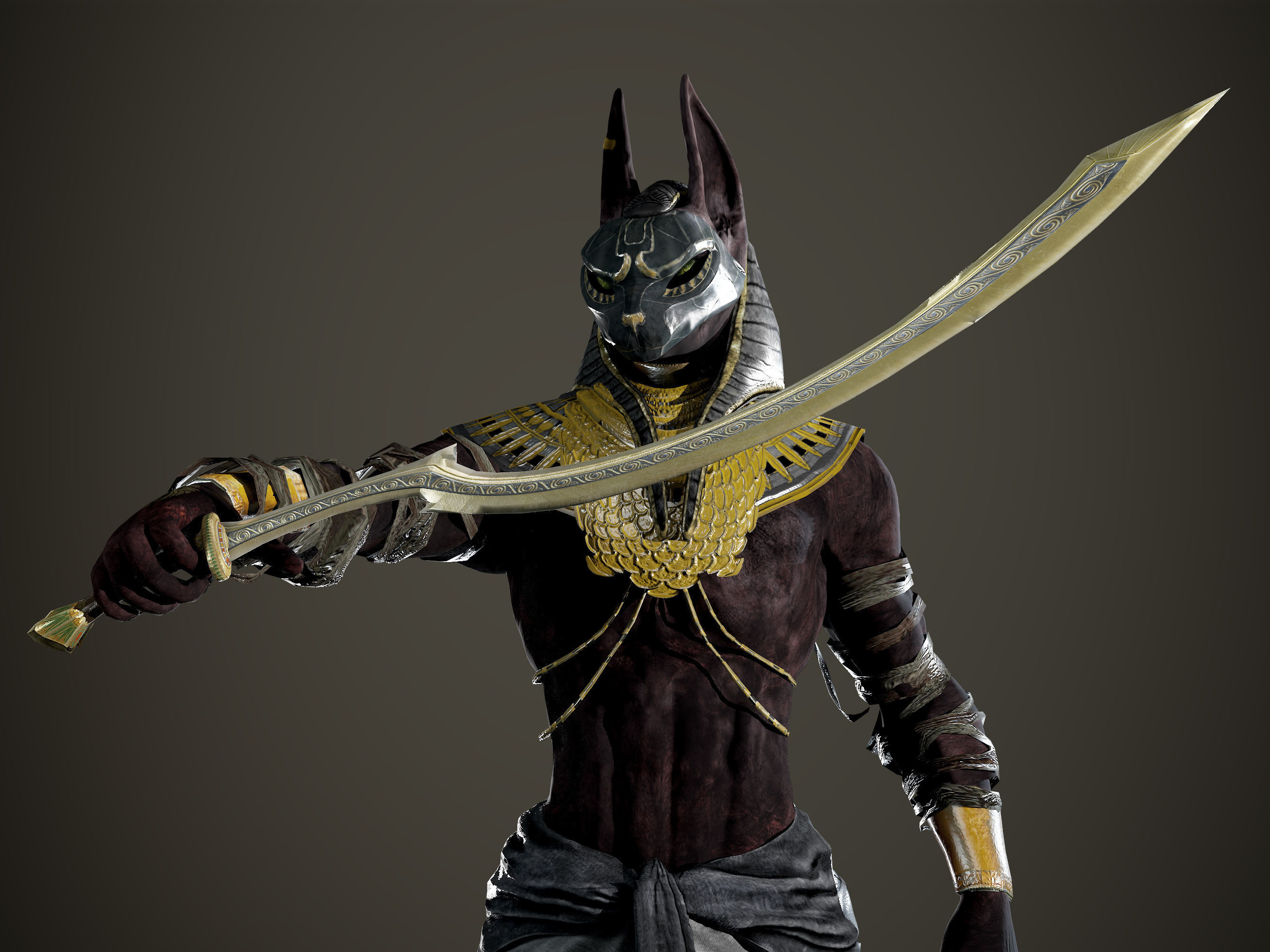 Sphinx Warrior Low-poly 3D model_4