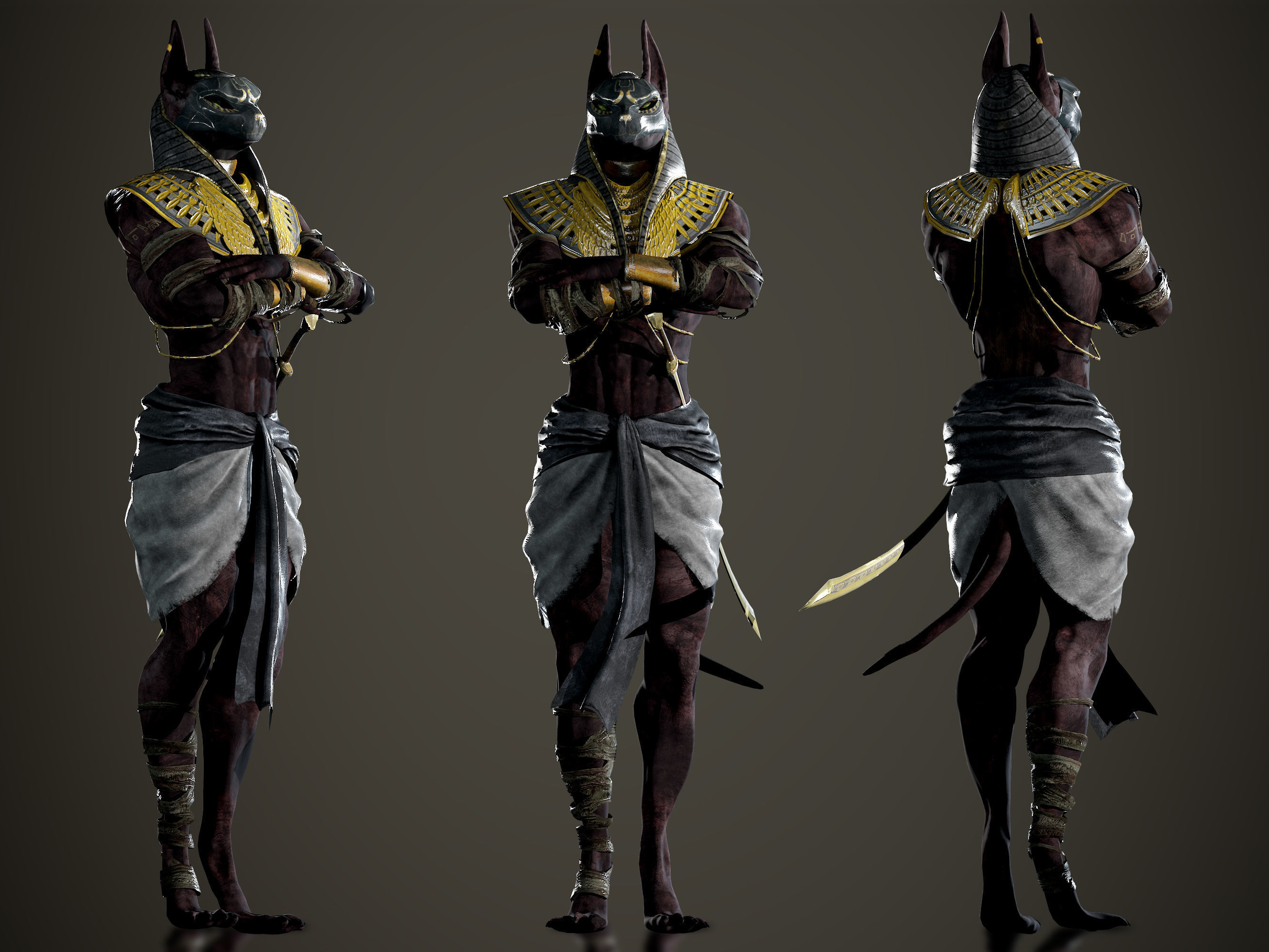 Sphinx Warrior Low-poly 3D model_1