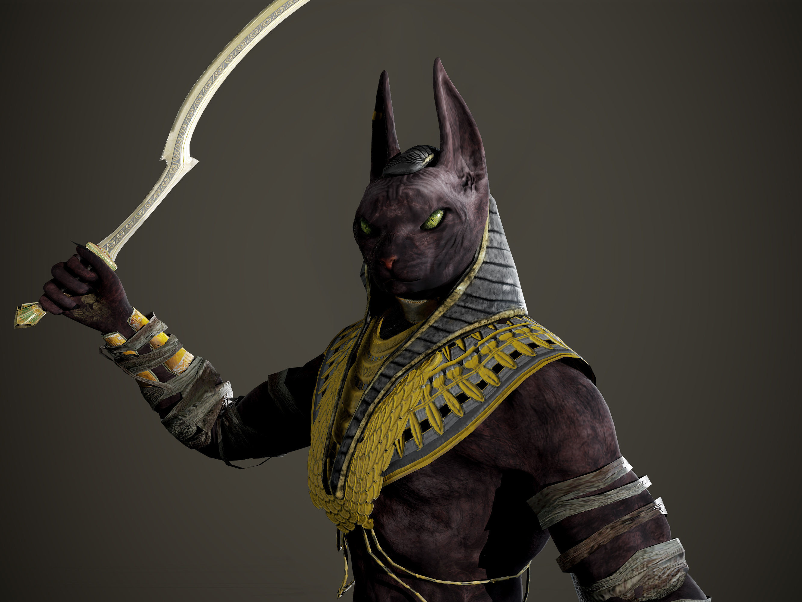 Sphinx Warrior Low-poly 3D model_3