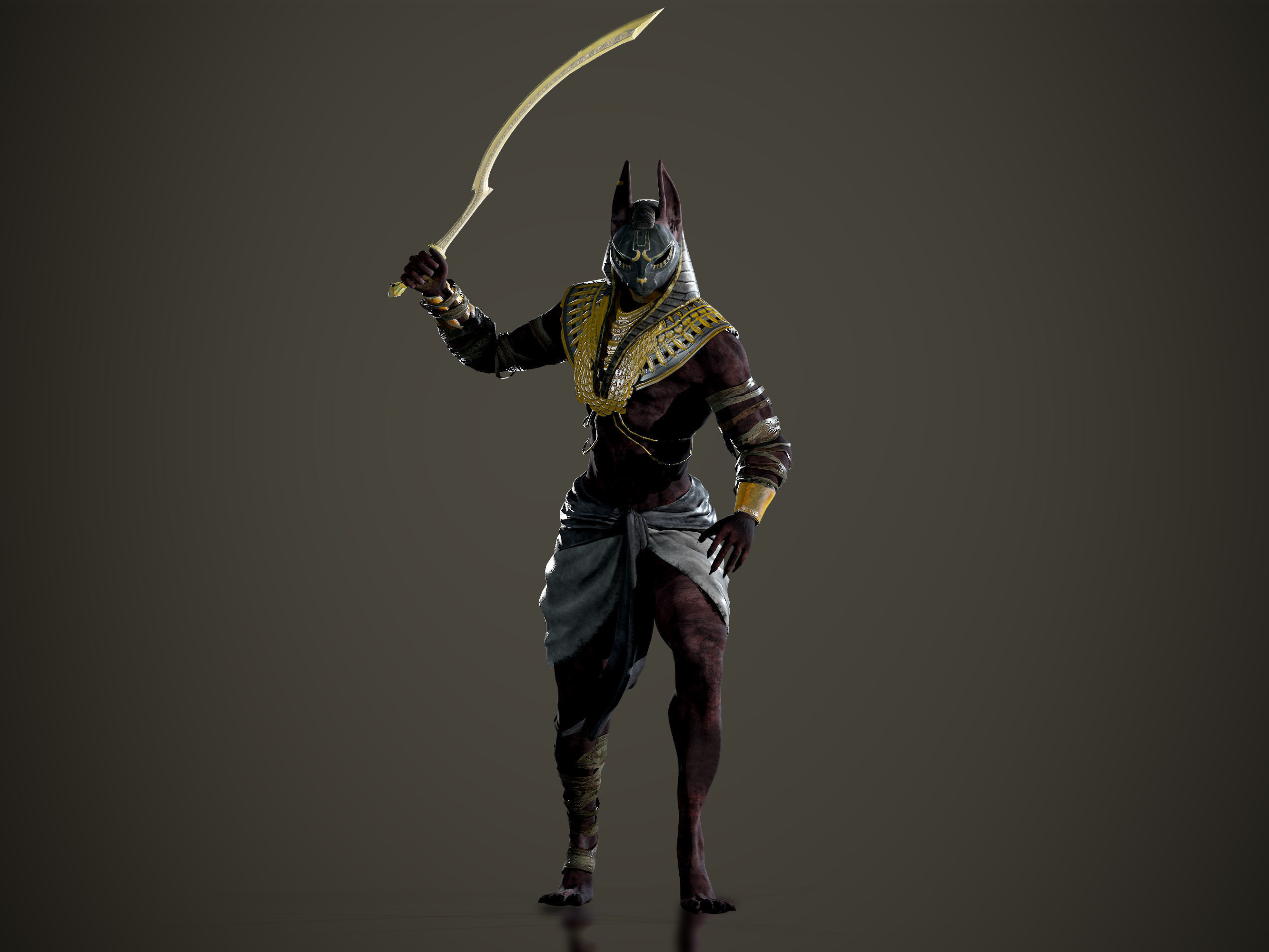 Sphinx Warrior Low-poly 3D model_2