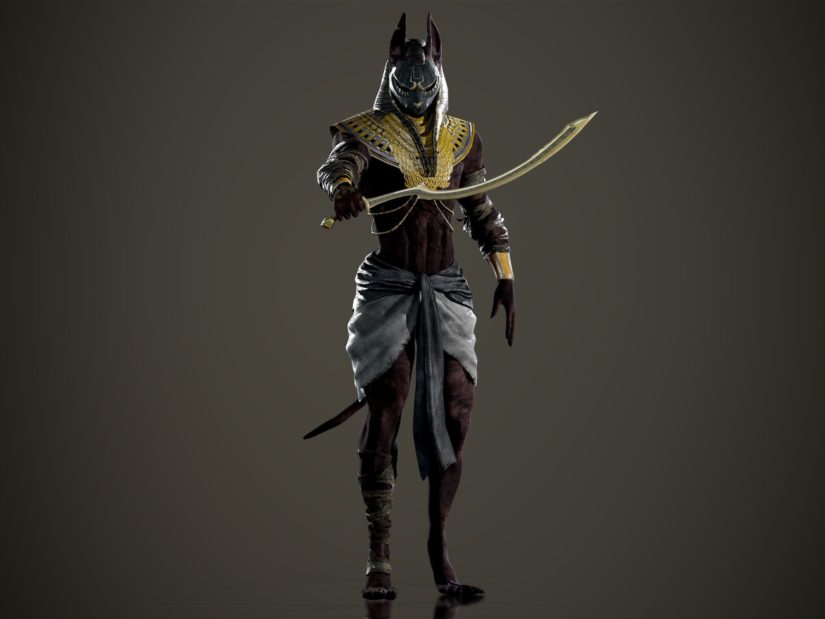 Sphinx Warrior Low-poly 3D model_5