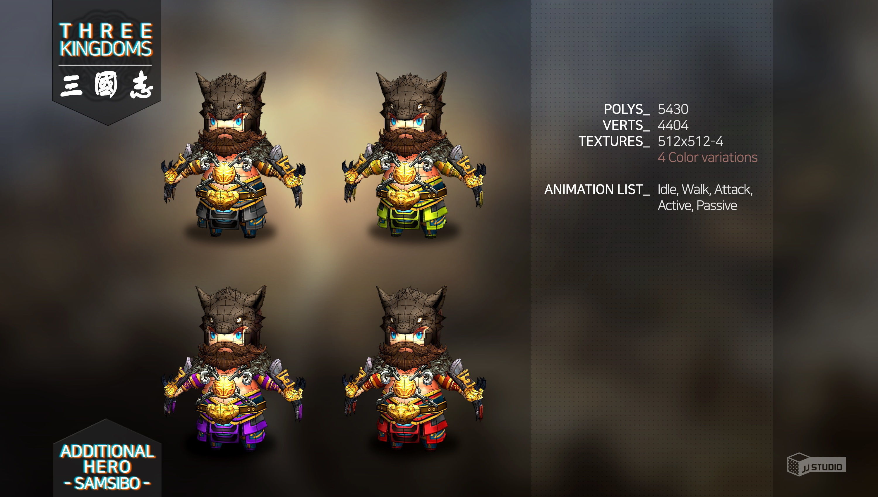 Three kingdoms - Additional Hero Samsibo Low-poly 3D model_2