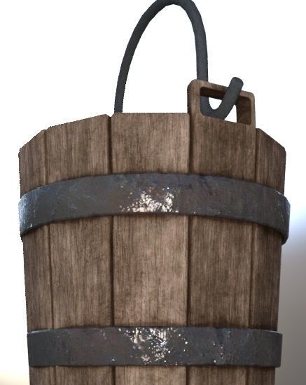 Medieval Bucket Low-poly 3D model_2