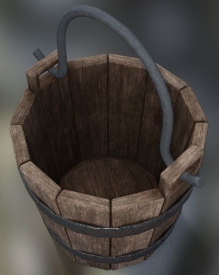Medieval Bucket Low-poly 3D model_3