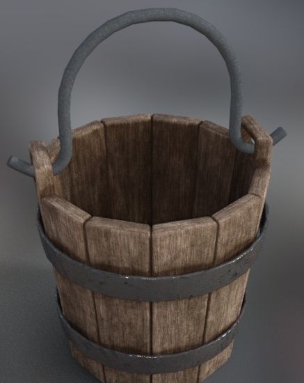 Medieval Bucket Low-poly 3D model_1