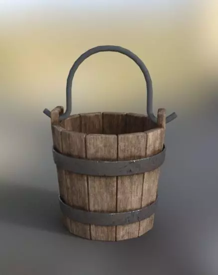 Medieval Bucket Low-poly 3D model_0