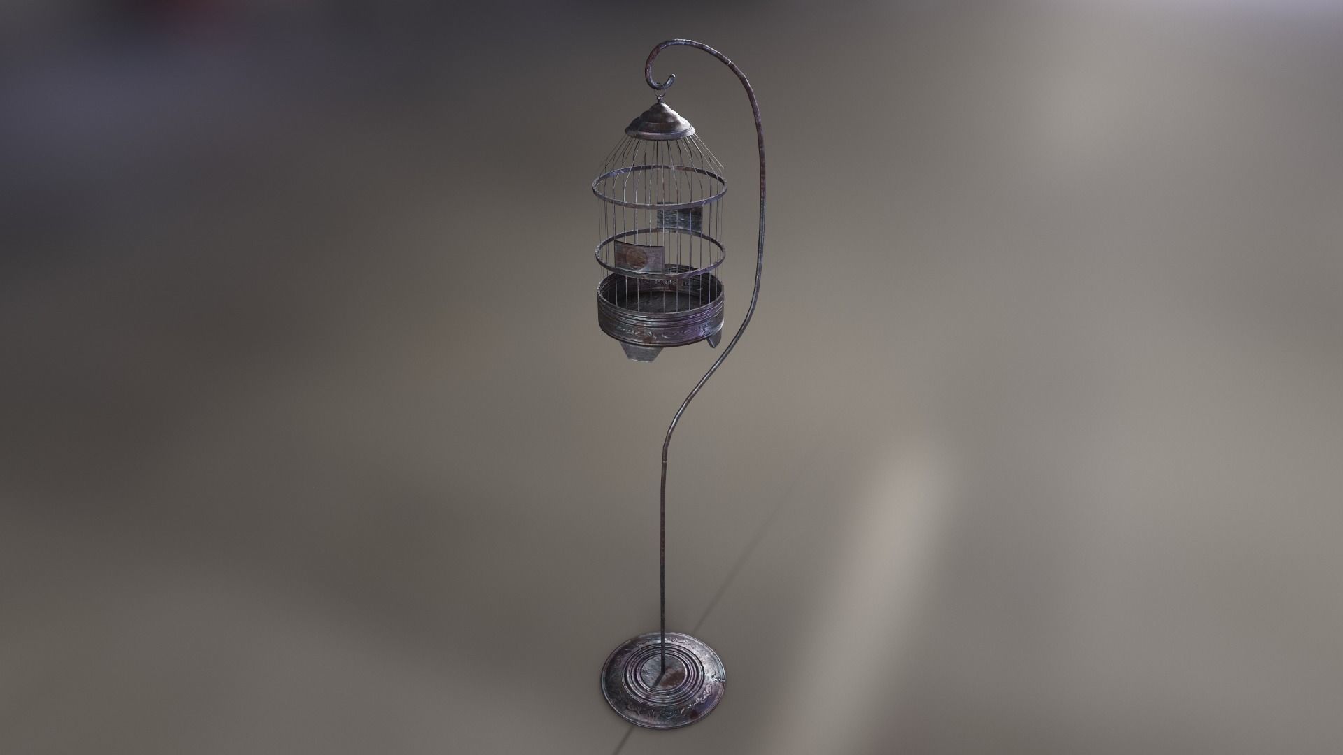Metal bird cage Low-poly 3D model_1