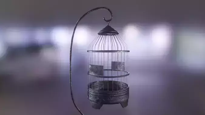 Metal bird cage Low-poly 3D model
