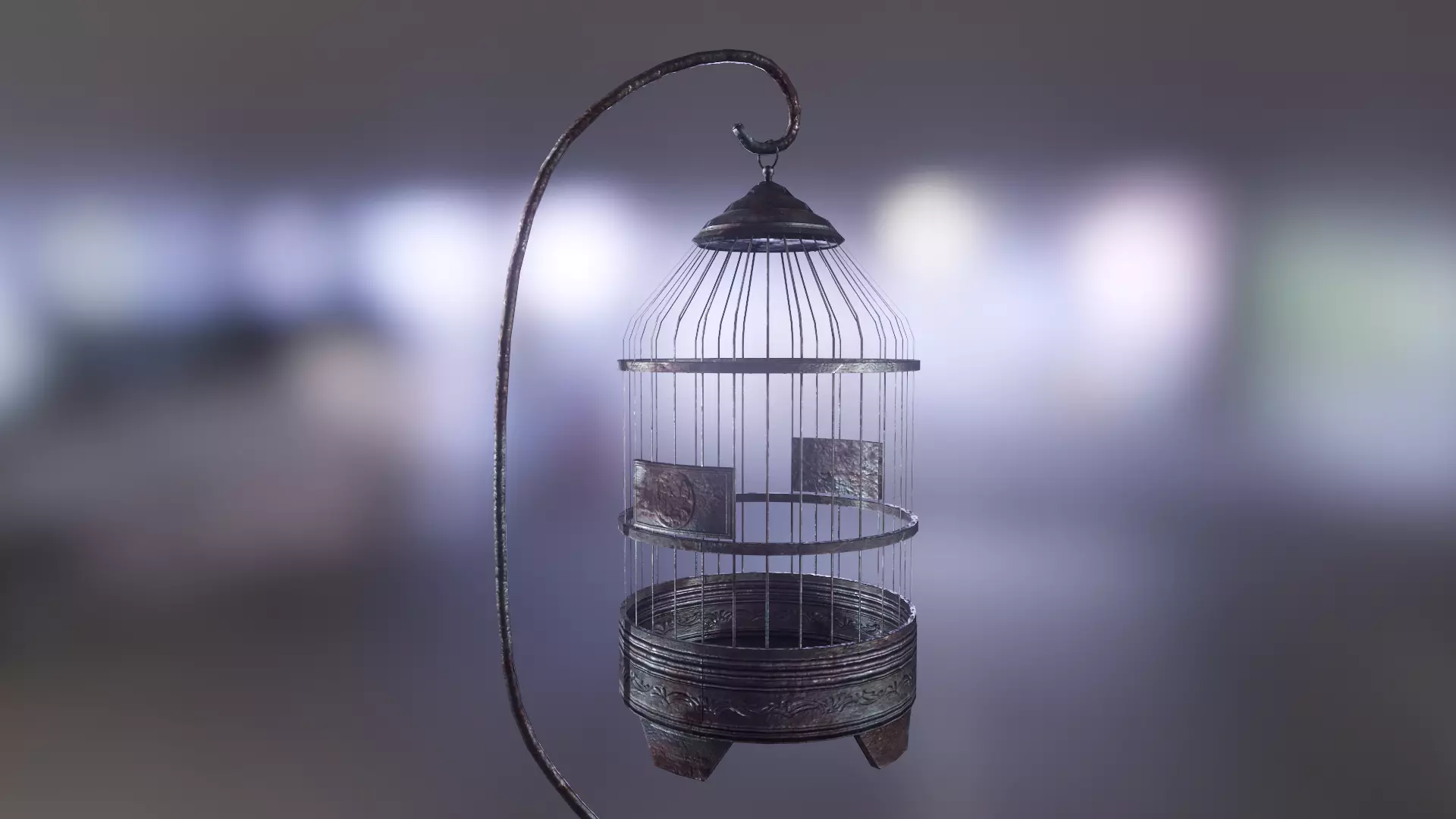 Metal bird cage Low-poly 3D model_0