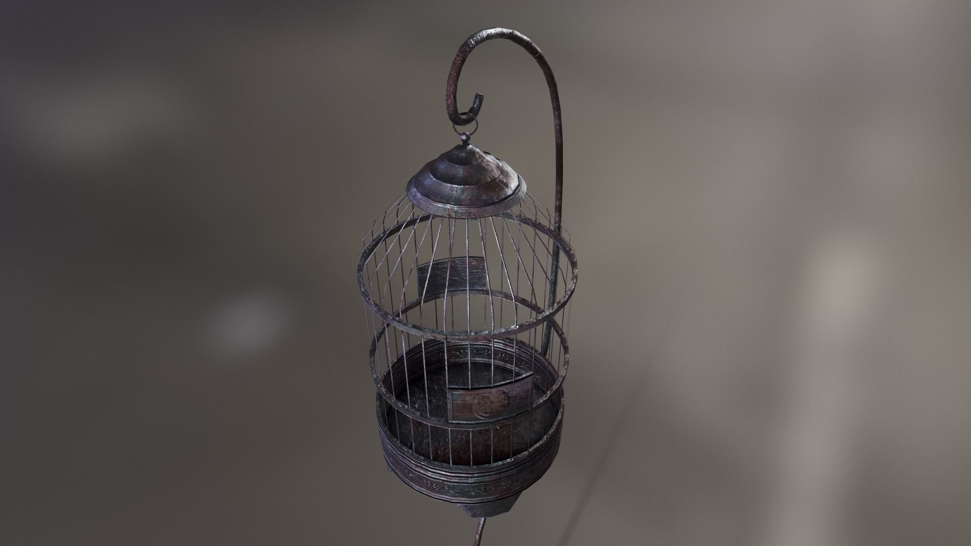 Metal bird cage Low-poly 3D model_2