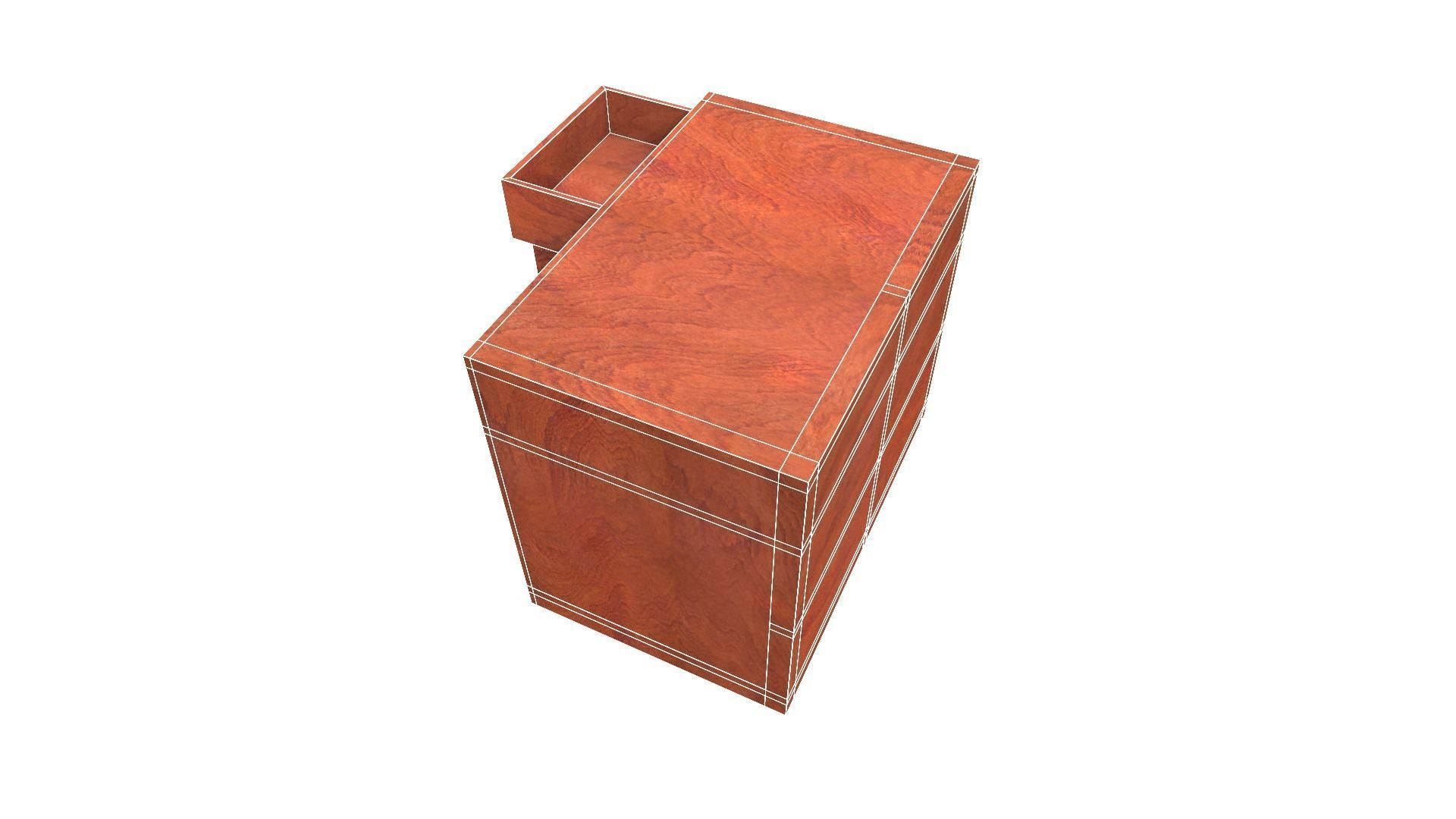 Nightstand wooden cabinet with two drawers Low-poly 3D model_9