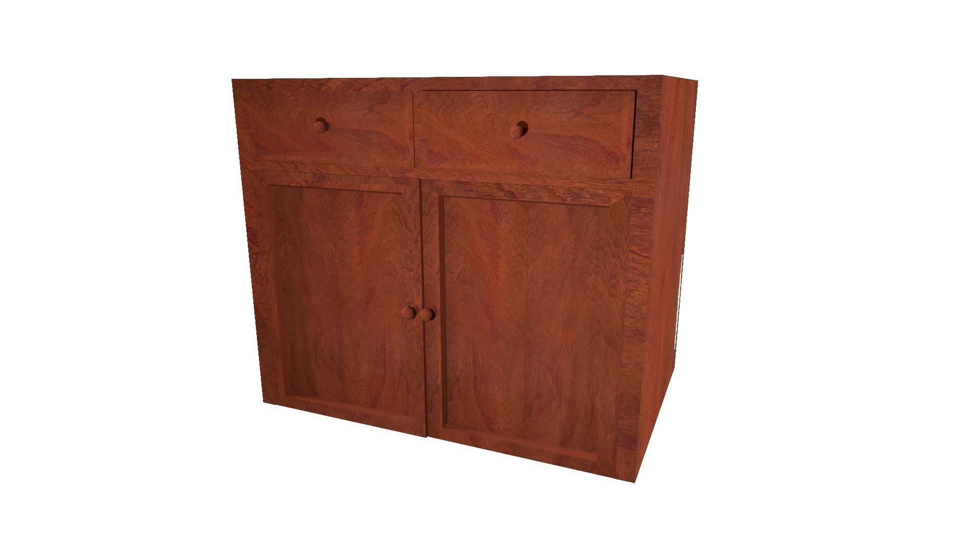 Nightstand wooden cabinet with two drawers Low-poly 3D model_5