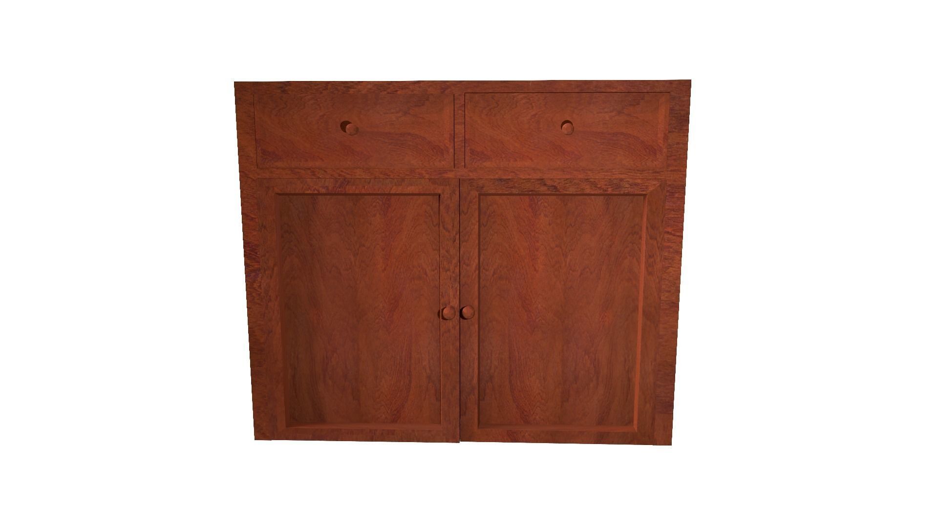 Nightstand wooden cabinet with two drawers Low-poly 3D model_3