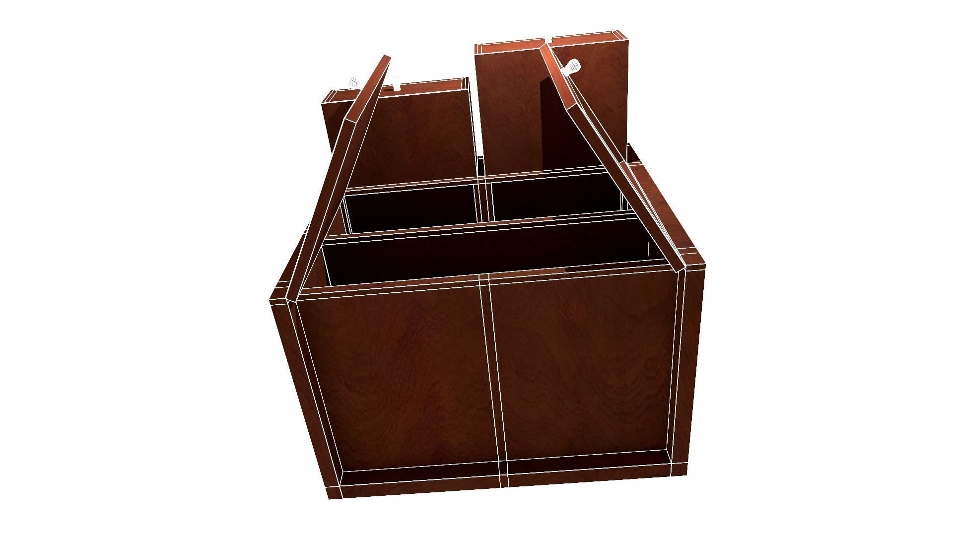 Nightstand wooden cabinet with two drawers Low-poly 3D model_12