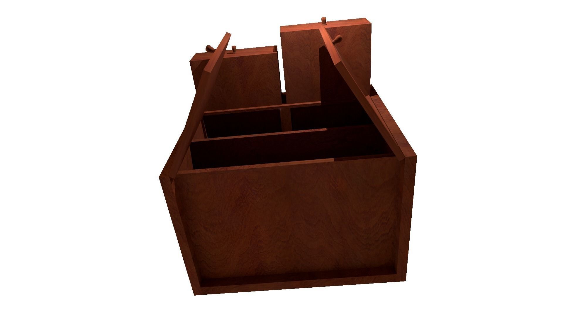 Nightstand wooden cabinet with two drawers Low-poly 3D model_11