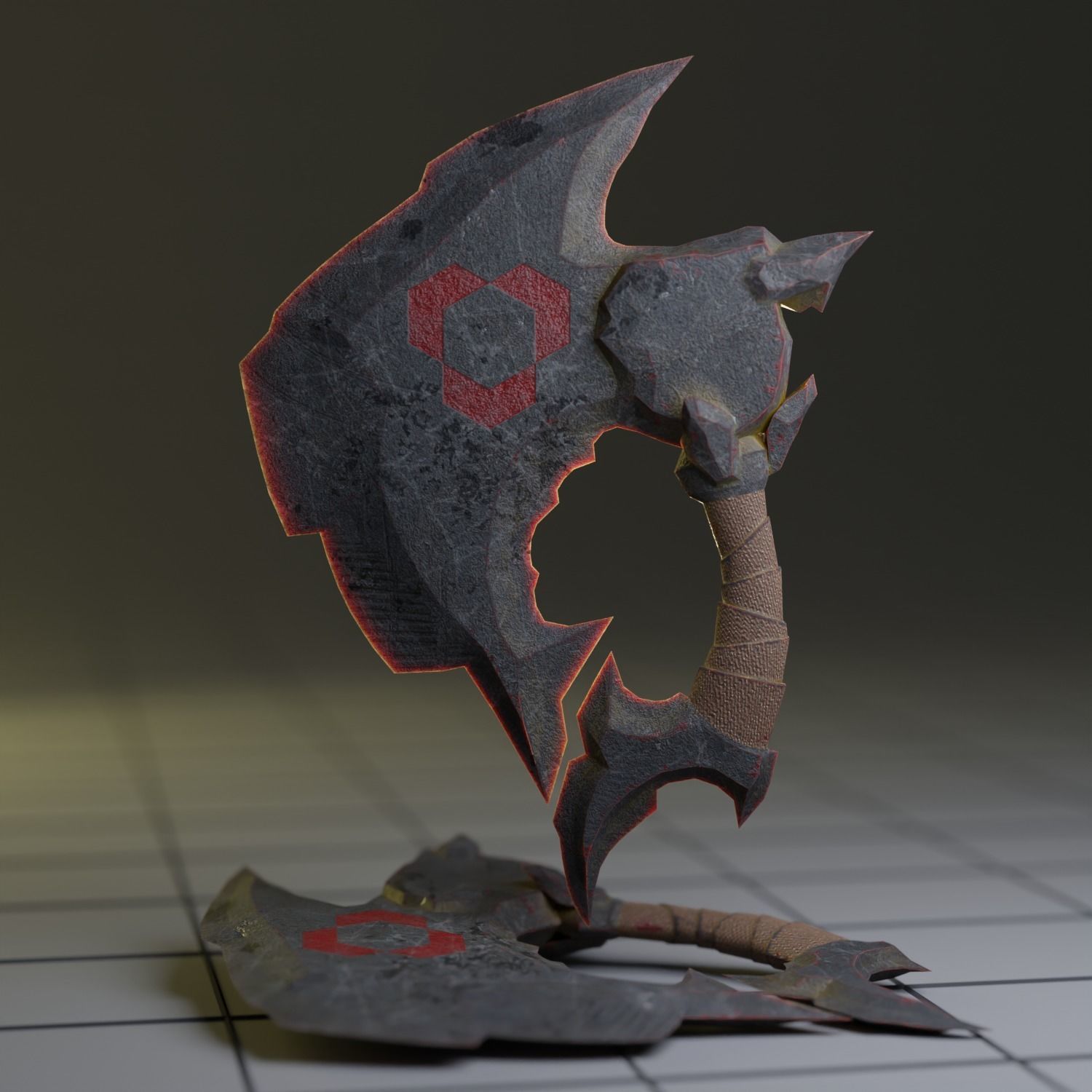 Hand axe Low-poly 3D model_3