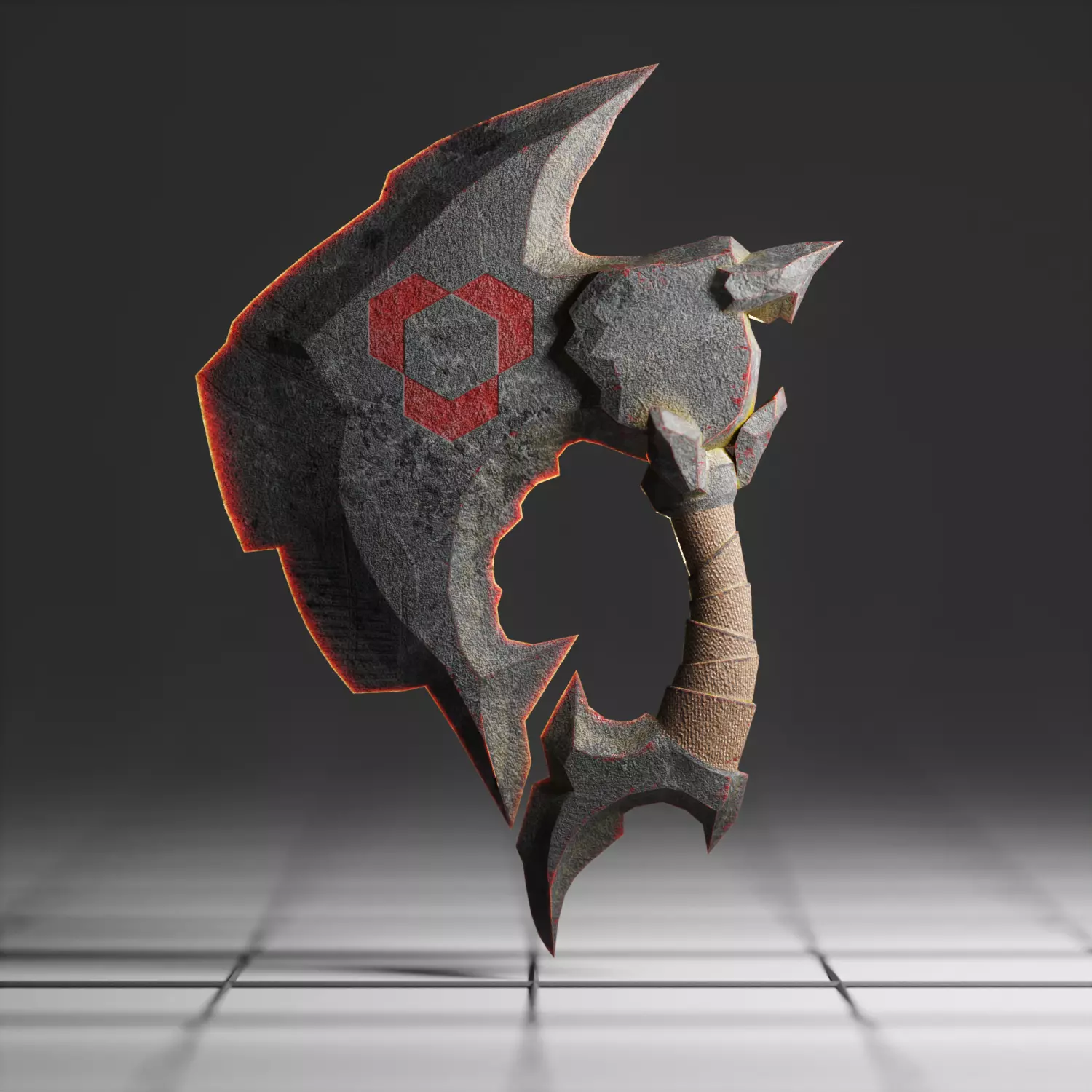 Hand axe Low-poly 3D model_0