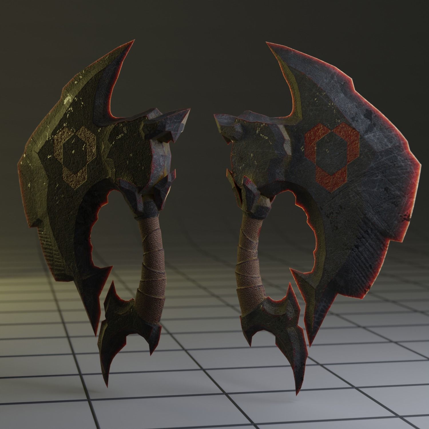 Hand axe Low-poly 3D model_4