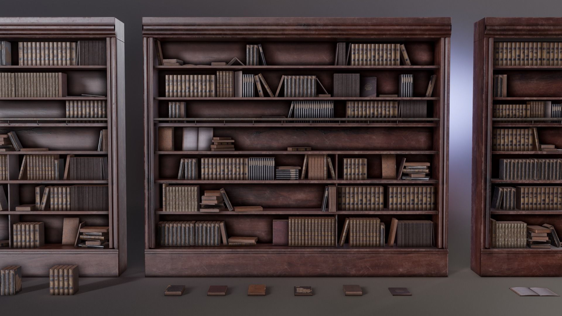 Books and bookcases Low-poly 3D model_3