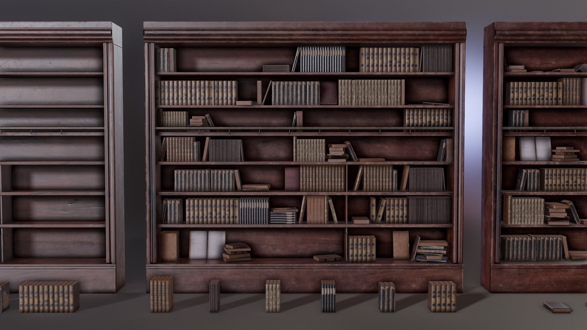 Books and bookcases Low-poly 3D model_13
