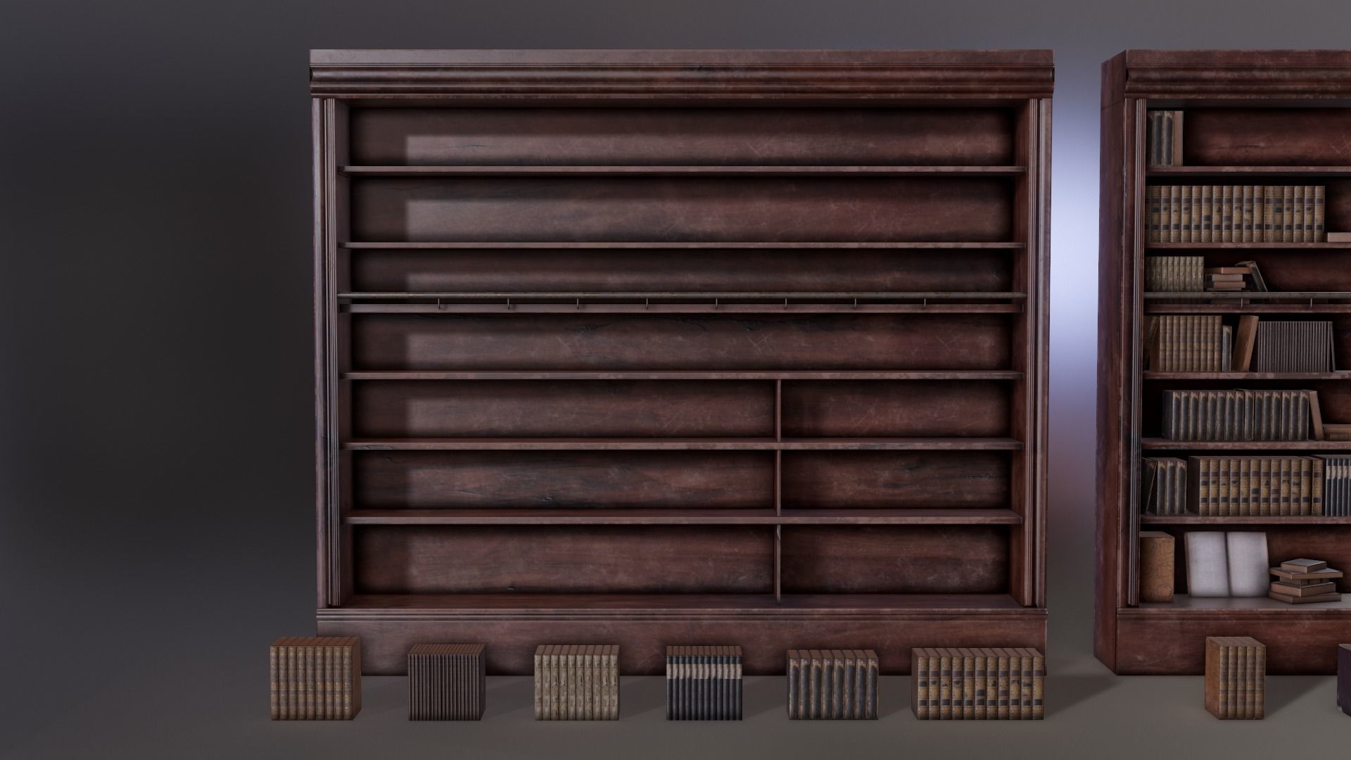 Books and bookcases Low-poly 3D model_8